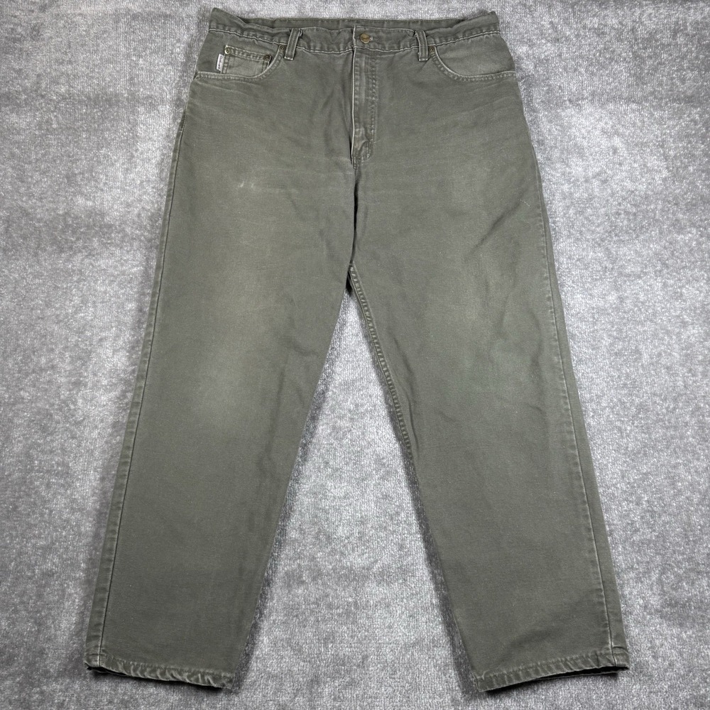Vintage Carhartt Pants Men's 38x30 Green B72 MOS USA Made Workwear Distressed